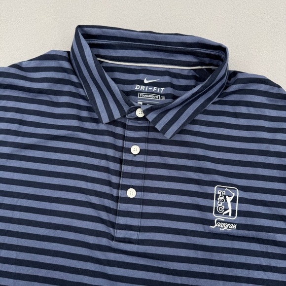 Nike Other - Nike Dri-FIT TPC Sawgrass Golf Polo Shirt Mens XL Blue Striped Short Sleeve